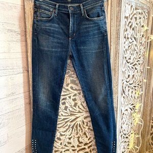 Citizens of Humanity Size 27 High Rise Skinny Jean with silver grommet detailing